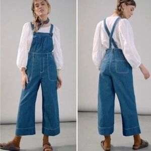 Pilcro Anthropologie Blue Denim Wide Leg Overalls 32